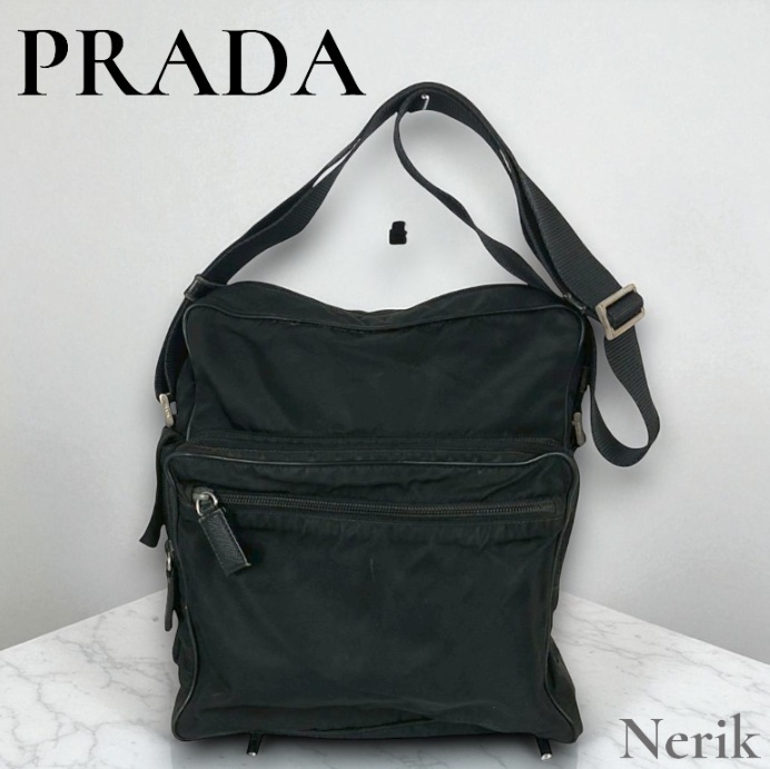 【人気!】 PRADA プラダ ナイロン ショルダーバッグ ブラック レディース 高級 ブランド エレガント 送料無料!拍卖