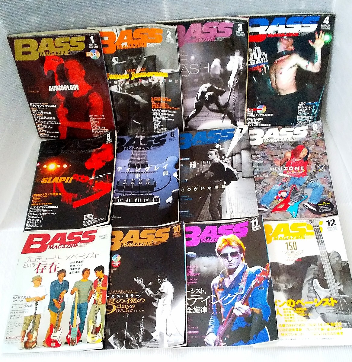 BASS MAGAZINE ベース・マガジン 2003年1月~12月 12冊 まとめて 大量 付録CD未開封 ①拍卖