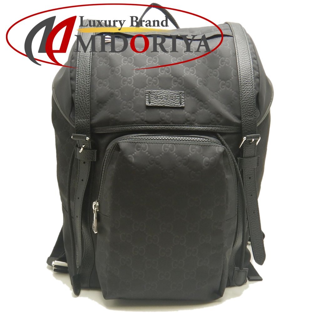 GUCCI グッチ デイパック 387071 リュック・バックパック GGナイロン レザー ブラック/252986【中古】拍卖