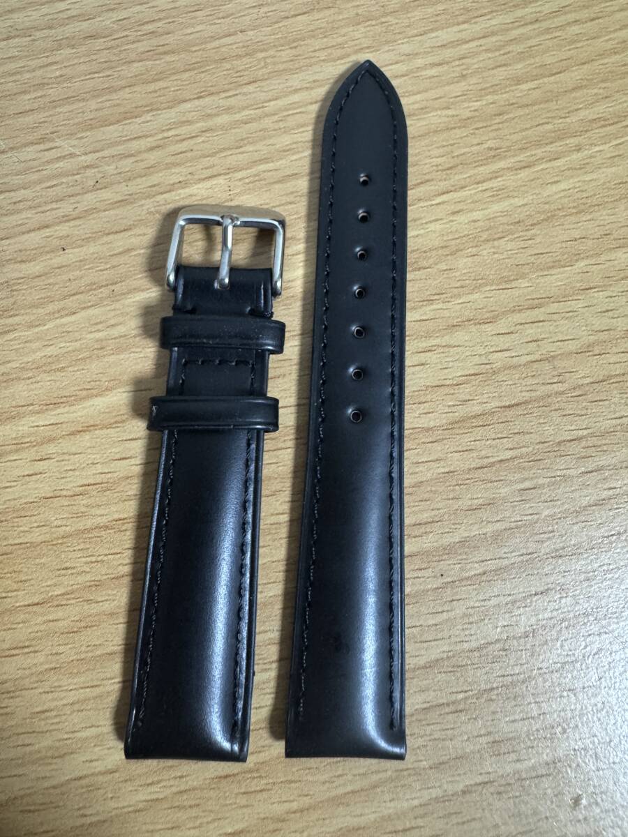 最新作●新品 時計ベルト コードバン ラグ幅18mm 18x16mm 馬革 ハンドメイド 銀尾錠脱着可能 肉厚感 黒拍卖
