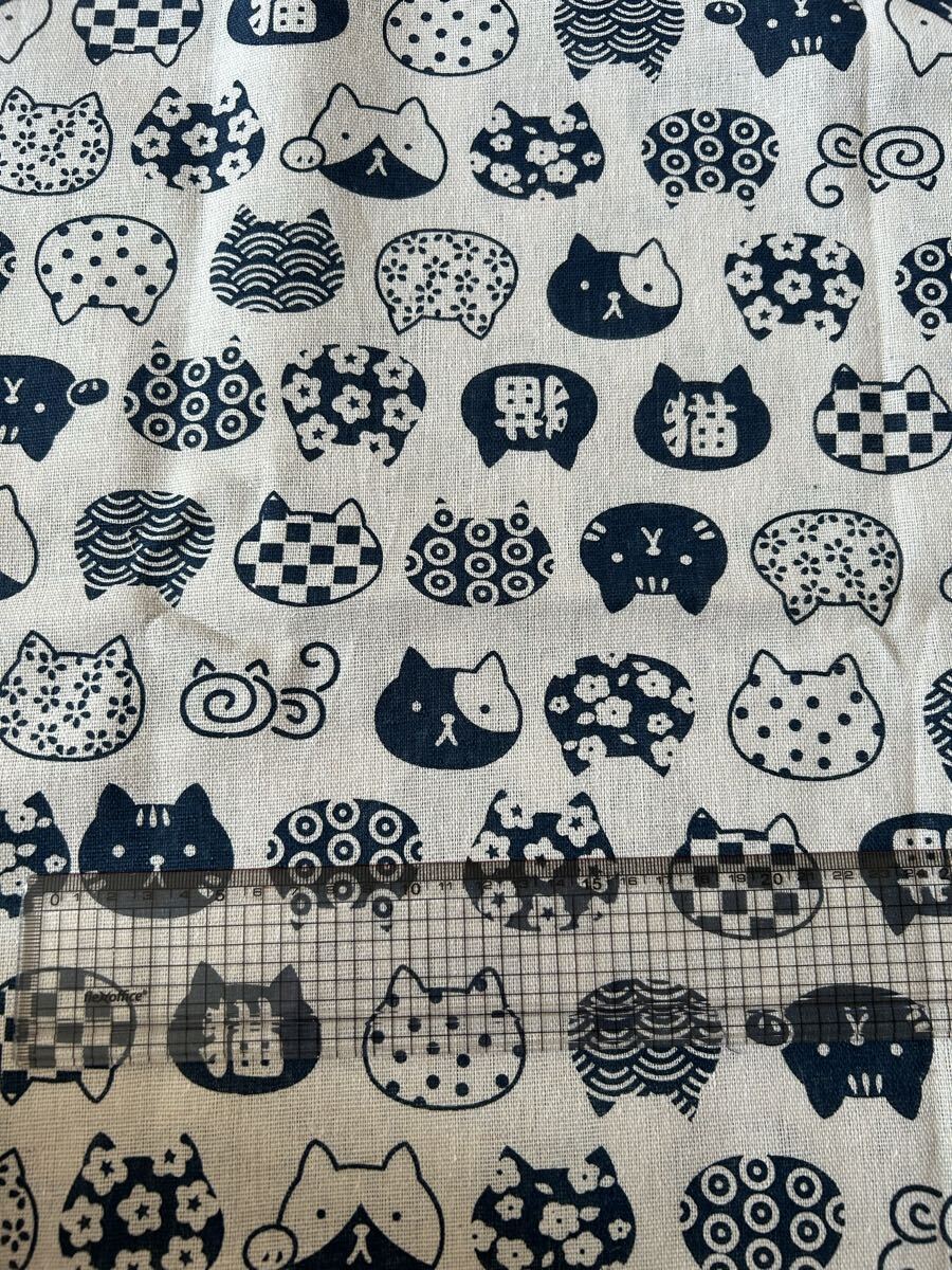 生地 訳あり シミ 猫 朝 リネン生地 綿麻 ハンドメイド ハギレ はぎれ 約155×50センチ拍卖