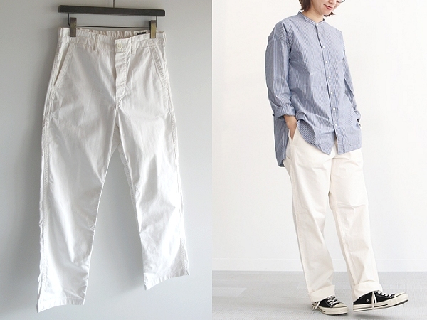 orSlow オアスロウ FRENCH WORK PANTS コットン ヘリンボーンツイル フレンチワークパンツ 0/XS 白 ホワイト BEAMS/ビームス取扱ブランド拍卖