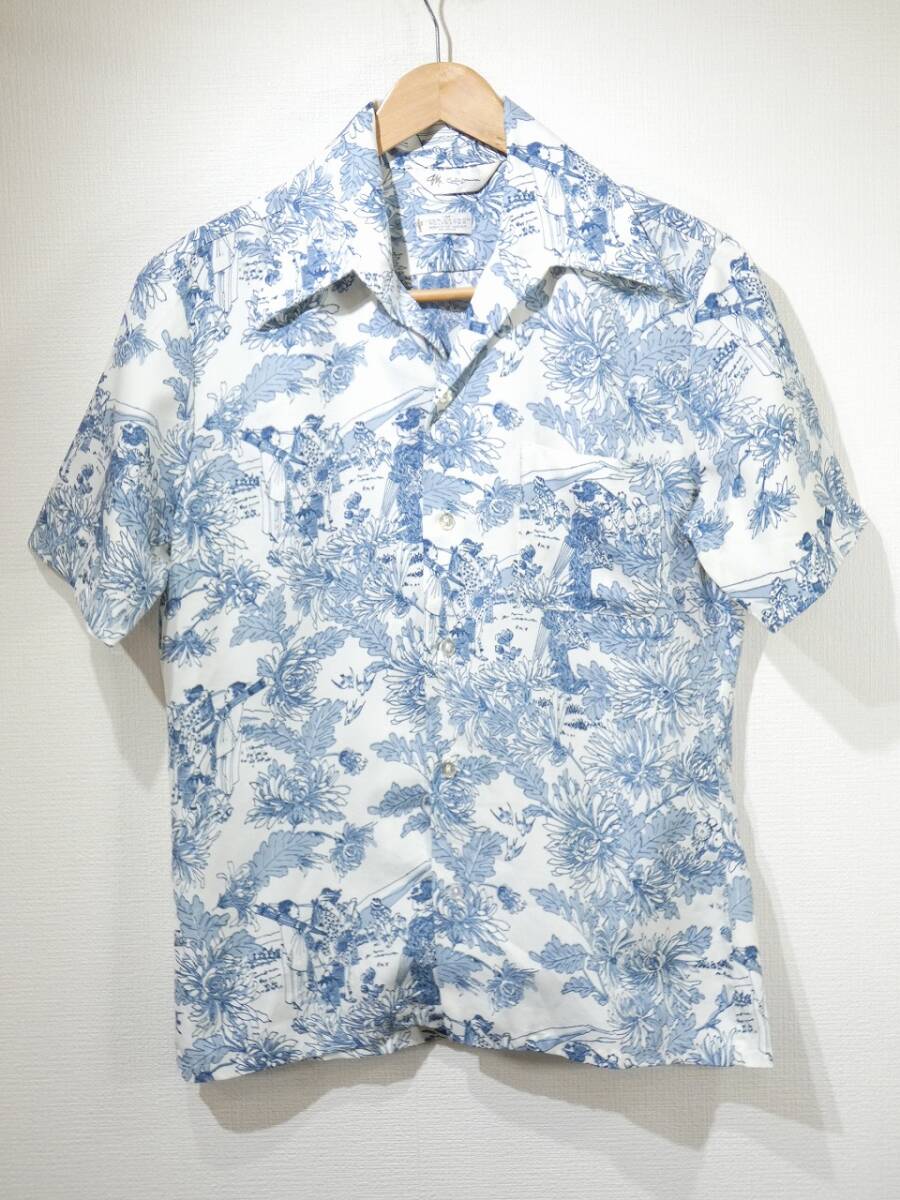 レア 70s ビンテージ Mr.California オリエンタル 江戸 日本 和 柄 S/S 半袖 オープンカラー ボックス シャツ レトロ 60s 50s拍卖