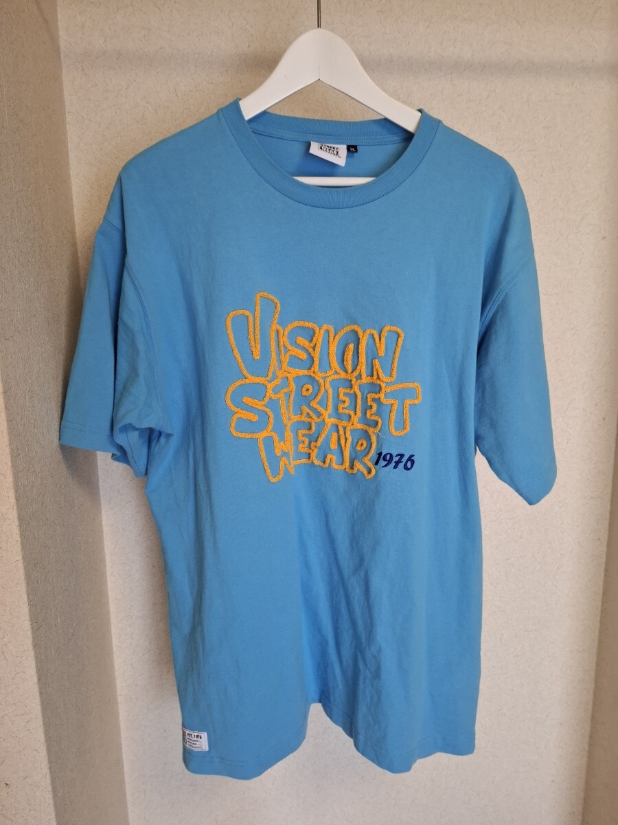 VISION Tシャツ3L 半袖水色めっちゃカッコいいですよ!お買い得です!格安!お役立てくださいませ。拍卖