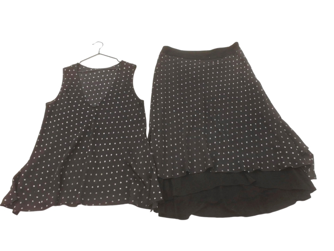 COMME CA DU MODE コム サ デ モード ドット ノースリーブ ブラウス シャツ スカート セットアップ size9/黒 ■◆ ☆ fha4 レディース拍卖