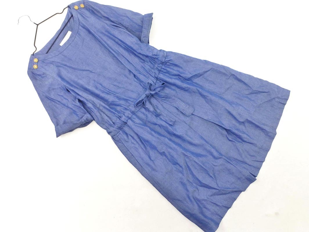 ROPE ロペ ウエスト リボン ワンピース size38/青 ■◆ ☆ fha4 レディース拍卖