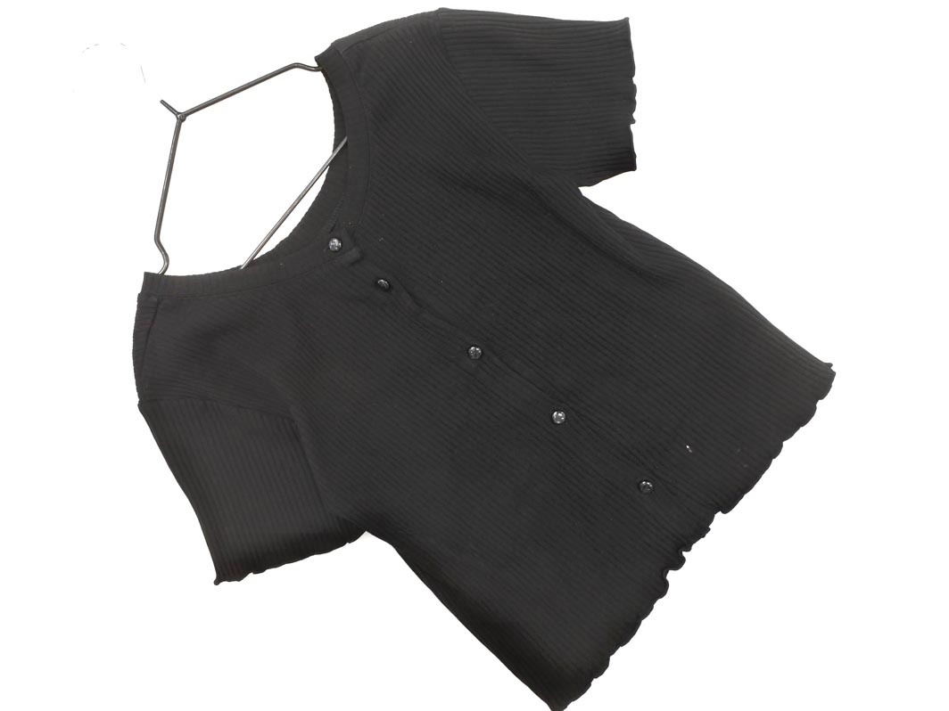 ネコポスOK FREE’S MART フリーズマート リブ 半袖 カーディガン sizeFR/黒 ■◆ ☆ fha8 レディース拍卖