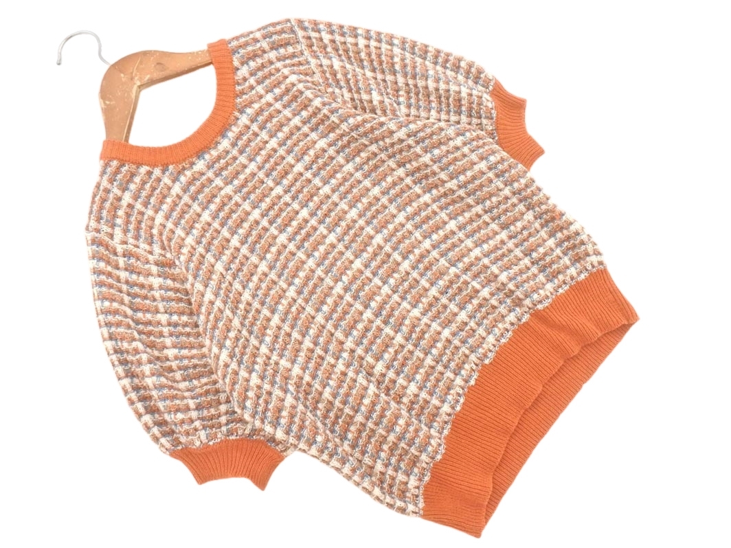 BEAMS HEART ビームスハート チェック ニット セーター 茶 ■◆ ☆ fha7 レディース拍卖