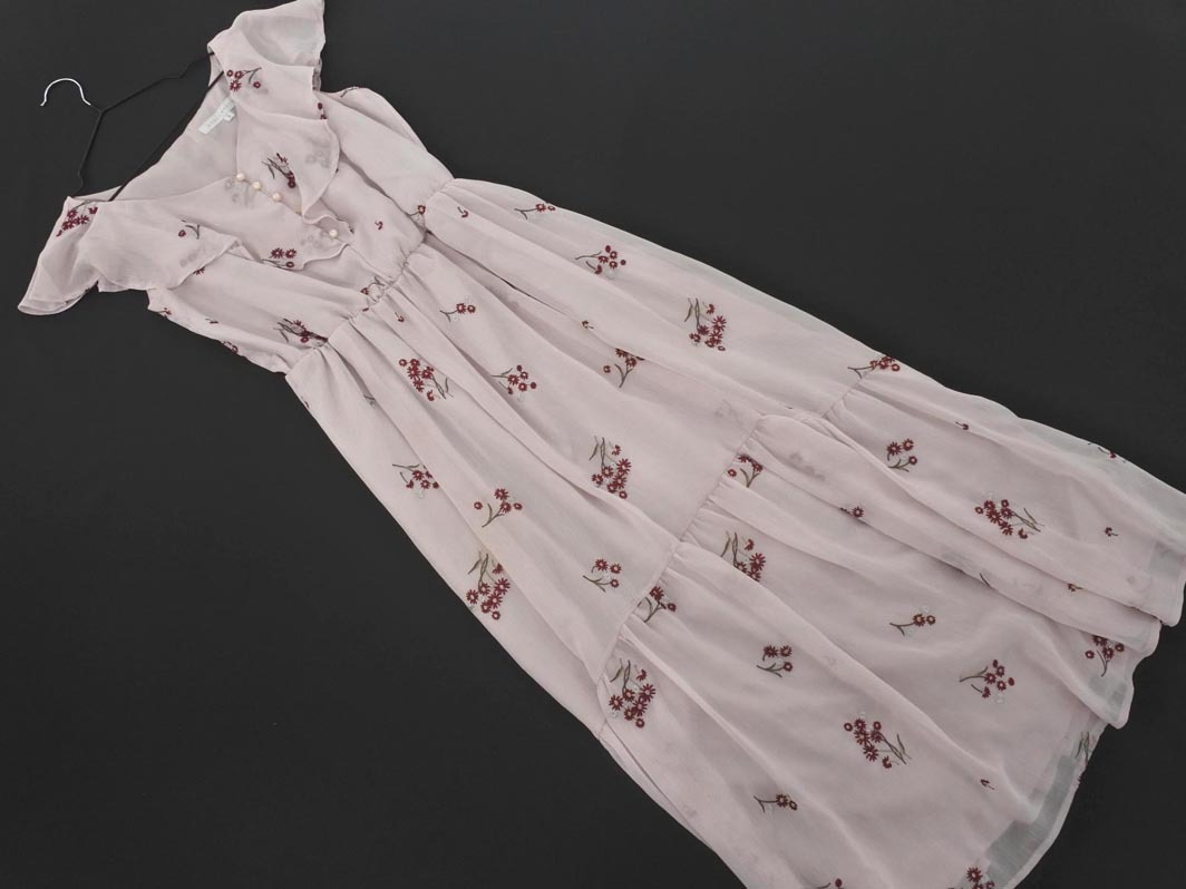 MERCURYDUO マーキュリーデュオ 花柄 刺繍 フリル Aライン ワンピース sizeF/ピンク ■◆ ☆ fhb2 レディース拍卖