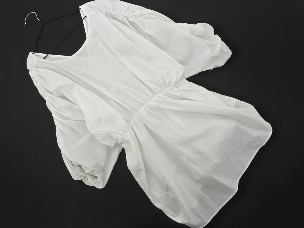 MOUSSY マウジー Vネック ボリュームスリーブ チュニック ブラウス シャツ sizeF/白 ■◆ ☆ fhb3 レディース拍卖