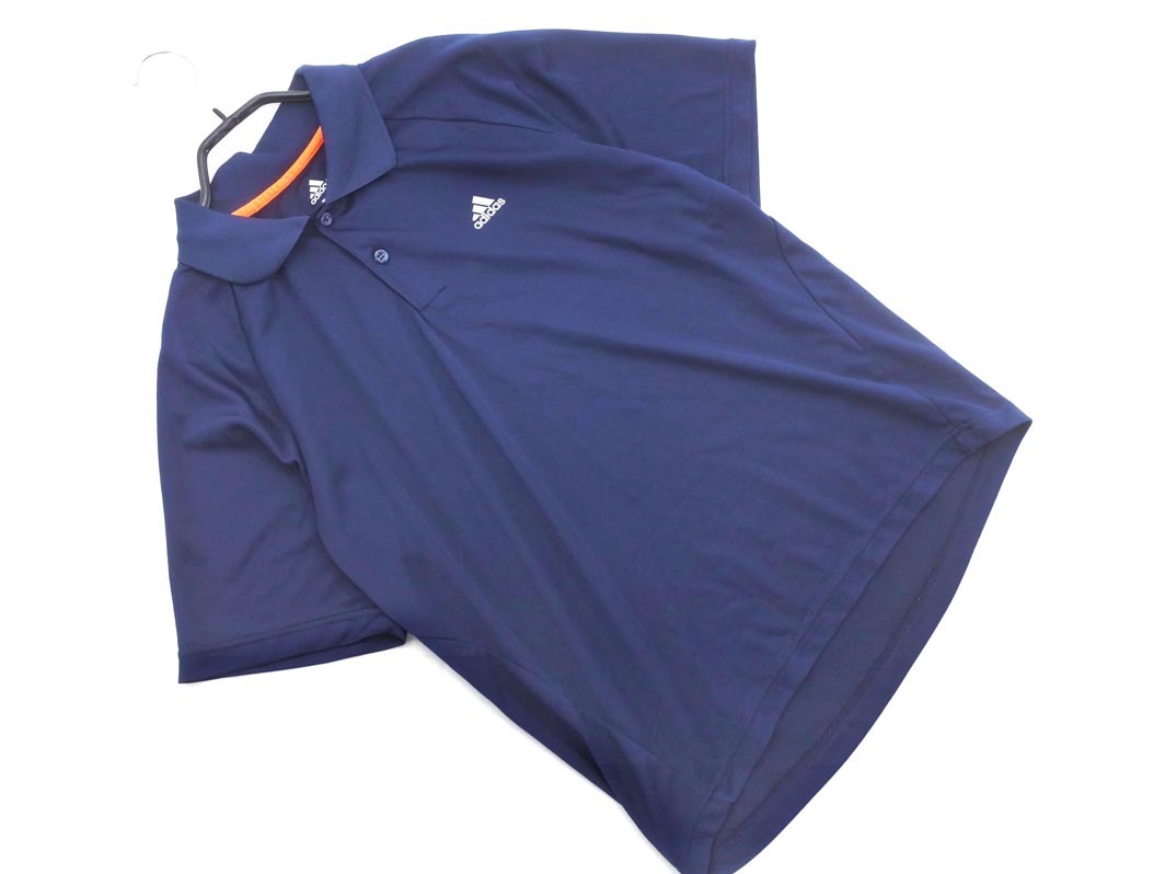 ネコポスOK adidas アディダス ポロシャツ sizeL/紺 ■◆ ☆ fhb3 メンズ拍卖