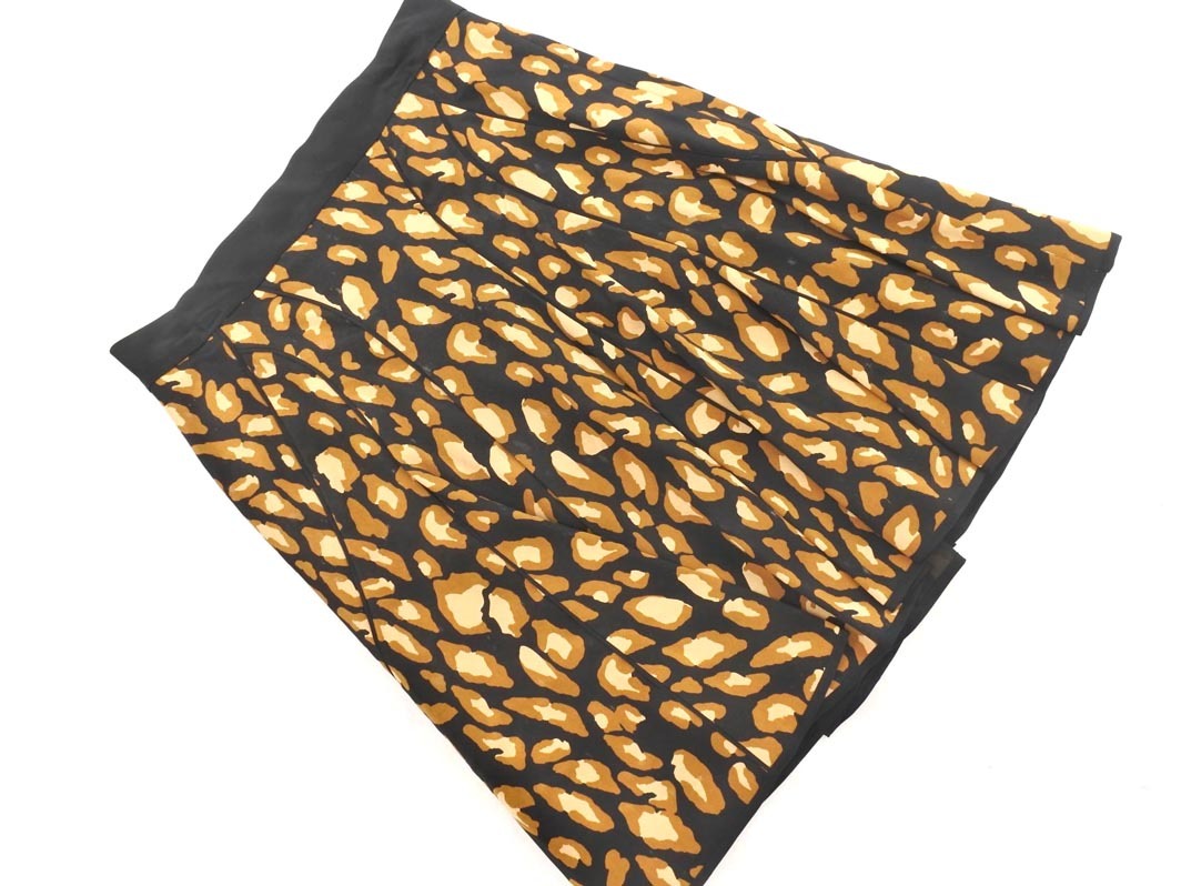 ネコポスOK DKNY ダナキャランニューヨーク シルク混 総柄 フレア スカート size2/黒 ■◇ ☆ fhb9 レディース拍卖