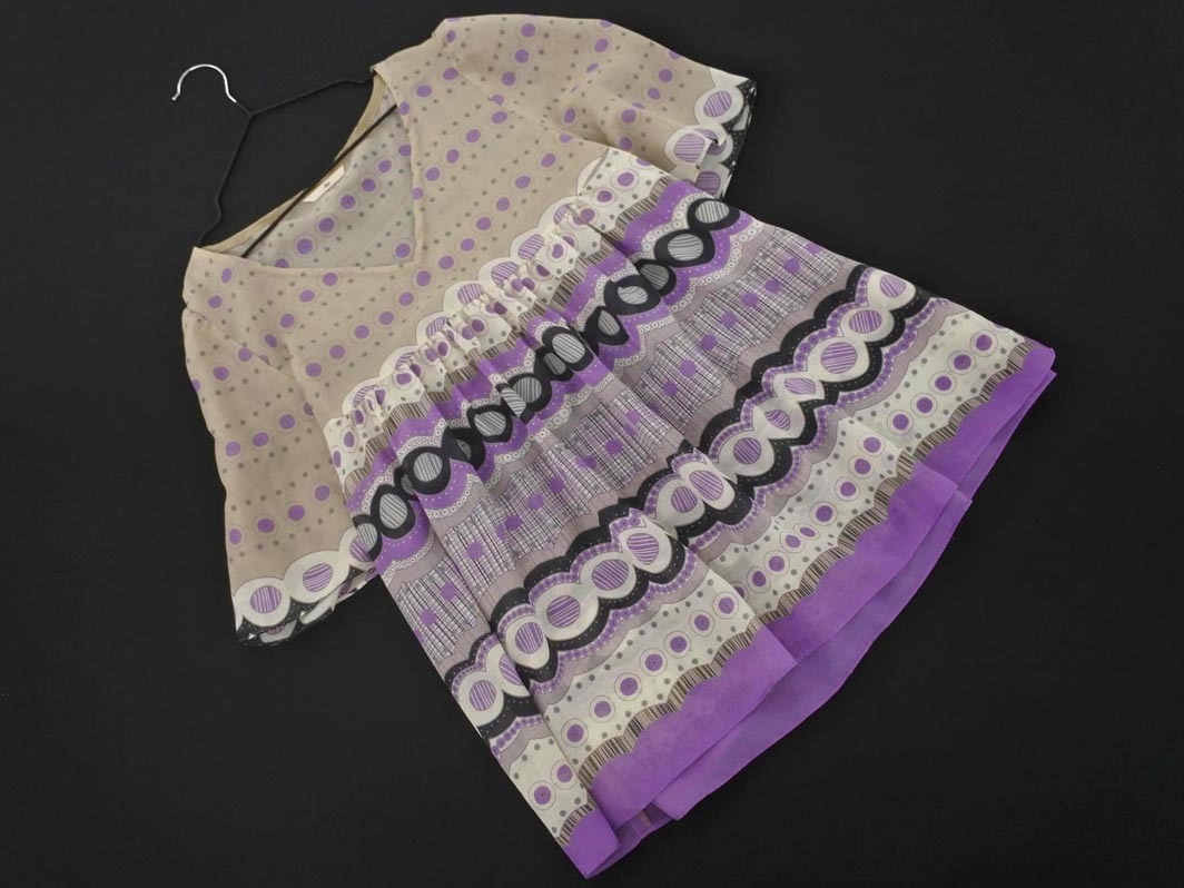 SHIPS シップス シフォン ブラウス シャツ ベージュx紫 ■◆ ☆ fhb9 レディース拍卖