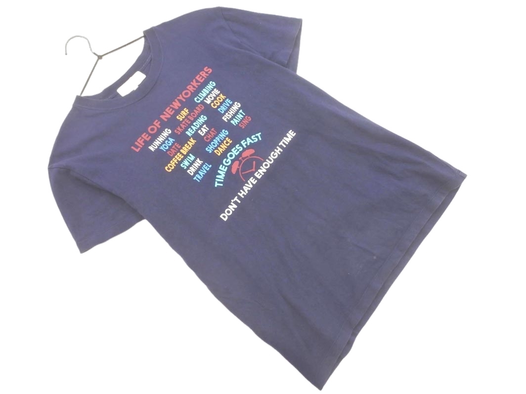 ネコポスOK B:MING BEAMS ビームス プリント Tシャツ sizeM/紺 ■◆ ☆ fhb9 メンズ拍卖