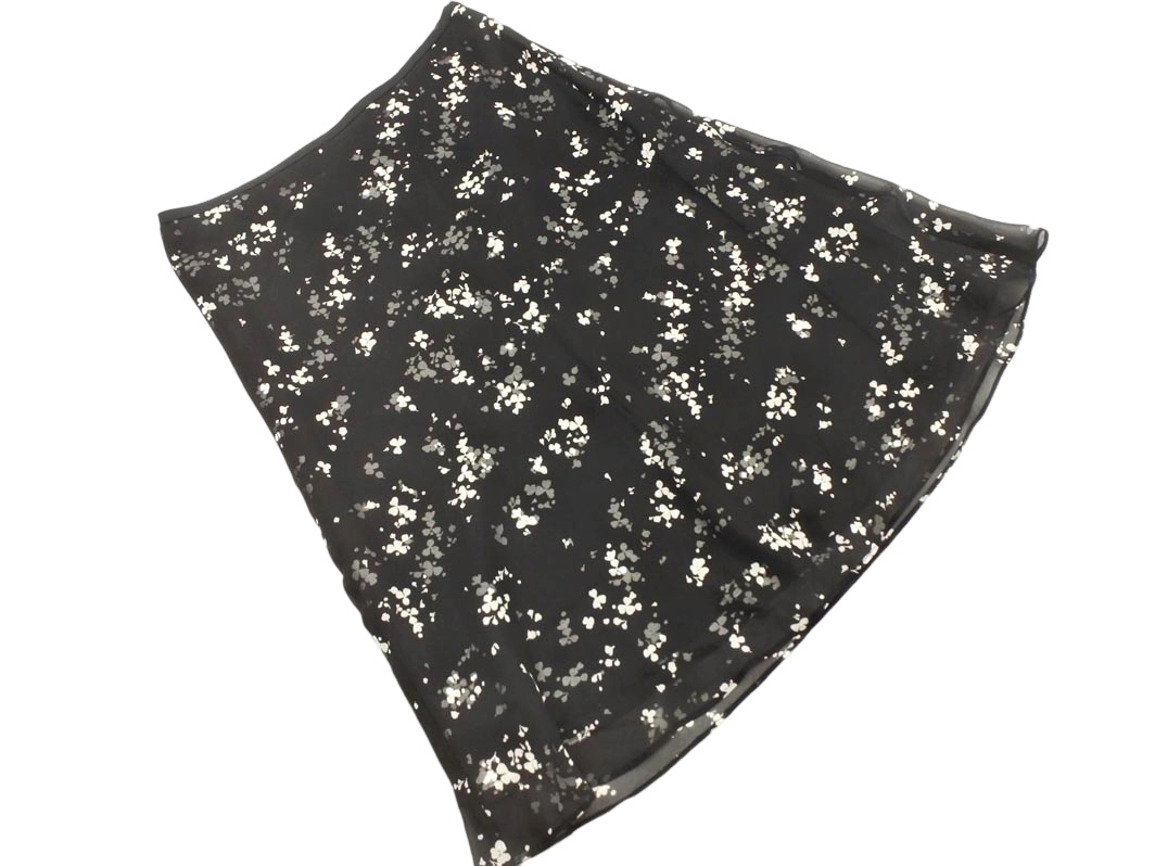 ネコポスOK UNTITLED アンタイトル シアー 花柄 スカート size3/黒x白 ■◇ ☆ fhc0 レディース拍卖