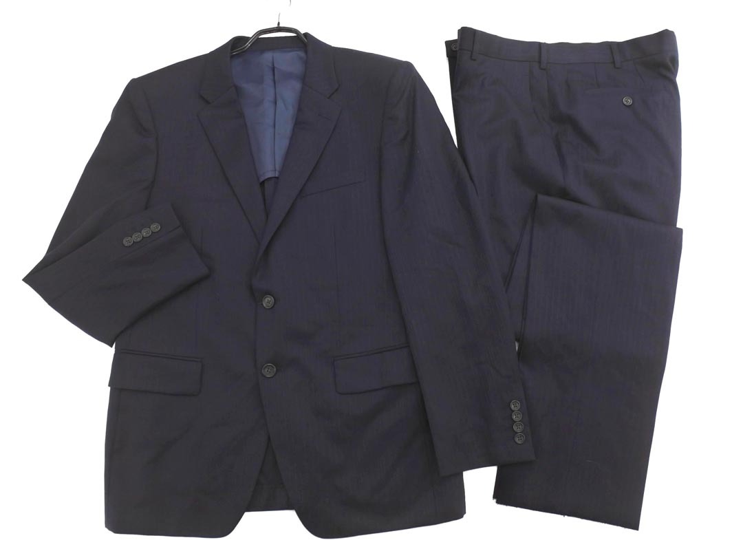 新品 タケオキクチ 大きいサイズ ストライプ セットアップ ジャケット パンツ スーツ size上LXX 下3L/紺 ■◇◎ ☆ fhc1 メンズ拍卖