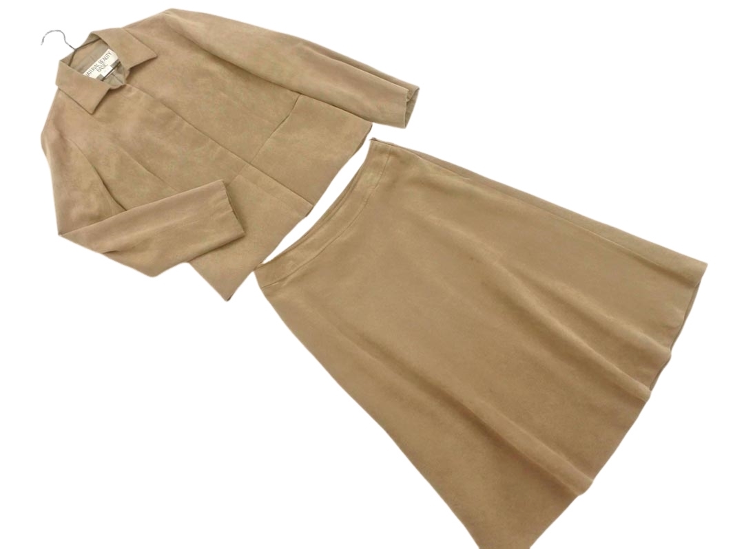 ナチュラルビューティーベーシック フェイクスエード セットアップ ジャケット スカート スーツ size上L 下M ◇■ ☆ fhc1 レディース拍卖