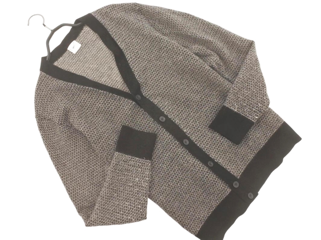 EDIFICE エディフィス ウール100% 総柄 Vネック カーディガン sizeL/グレー ◇■ ☆ fhc5 メンズ拍卖