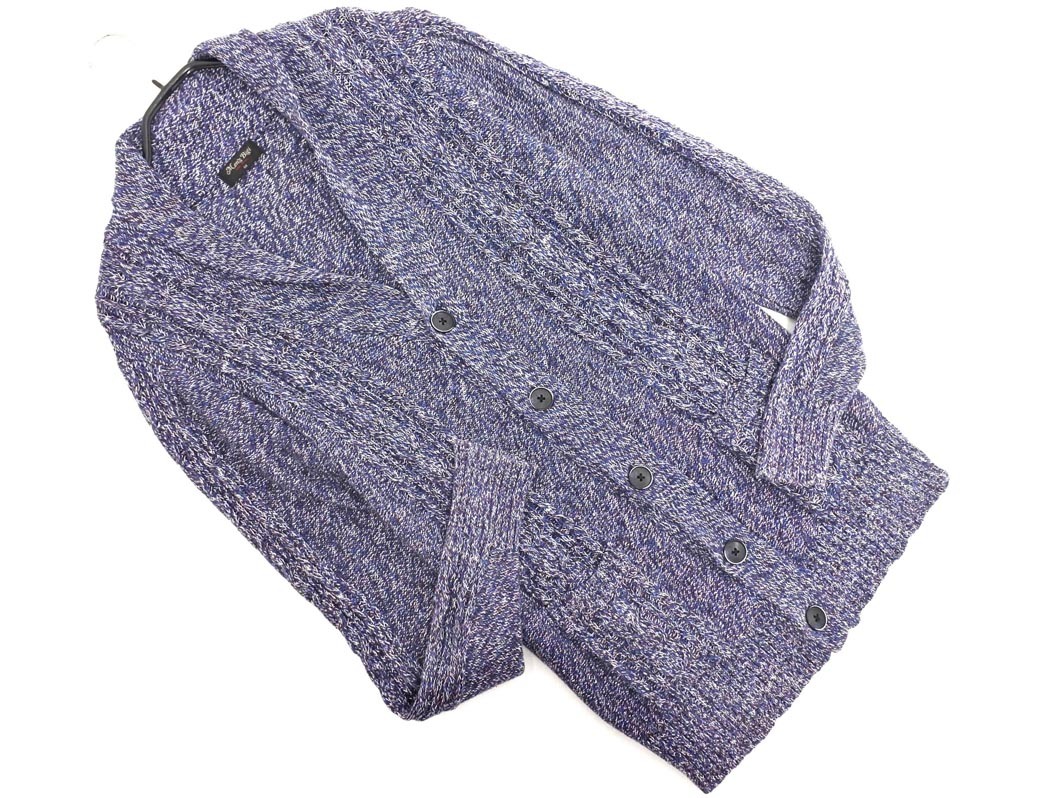 MEN’S BIGI メンズビギ リネン混 ミックス編み カーディガン size03/紺 ■◇ ☆ fhc5 メンズ拍卖