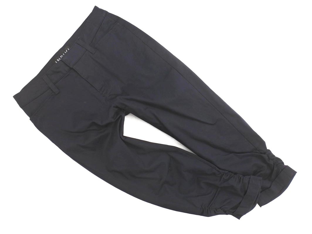 INDIVI インディヴィ ギャザー クロップド パンツ size03/濃紺 ■◇ ☆ fhc6 レディース拍卖