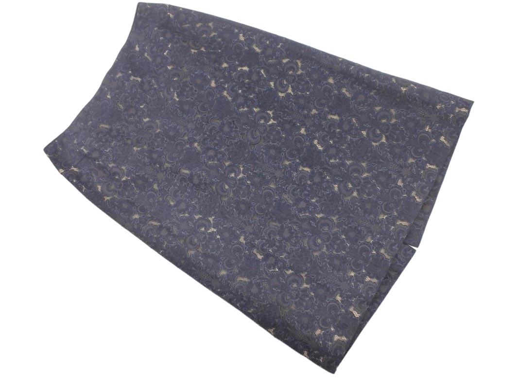 AMACA アマカ 総柄 レース スカート size40/紺 ■◇ ☆ fhc6 レディース拍卖