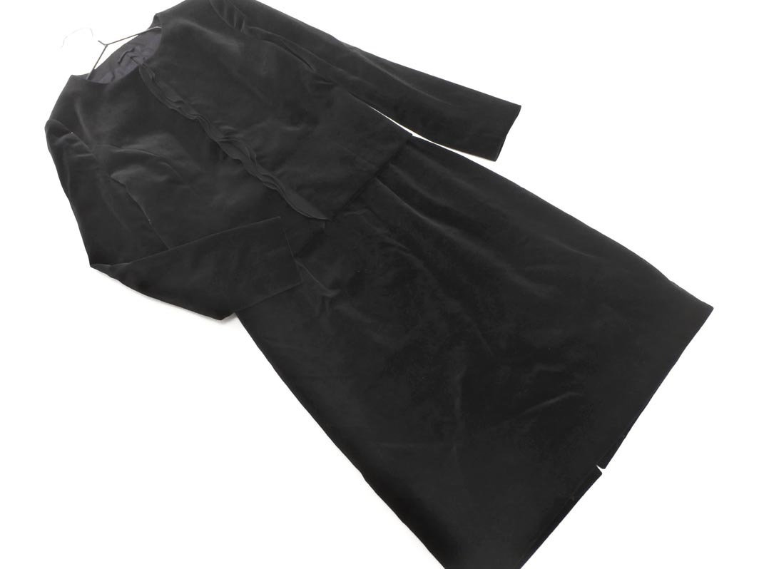 ANAYI アナイ ベロア ノーカラー ジャケット ドッキング ワンピース セットアップ size上36下38/黒 ◇■ ☆ fhc5 レディース拍卖