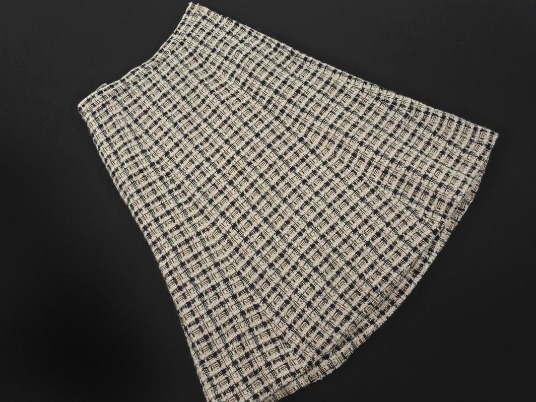 NATURAL BEAUTY ナチュラルビューティー ウール混 チェック フレア スカート size36/ベージュx黒 ◇■ ☆ fhc8 レディース拍卖