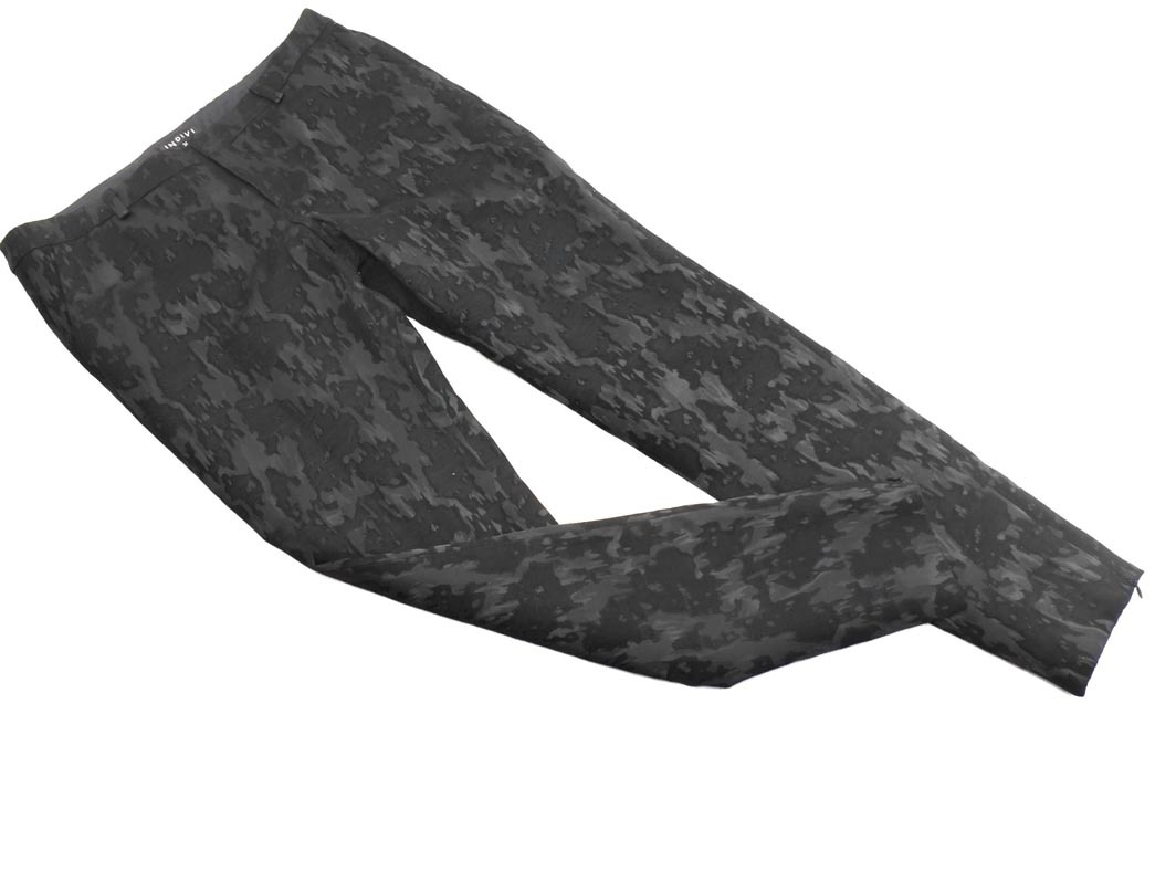 INDIVI インディヴィ 総柄 テーパード パンツ size38/黒 ■■ ☆ fhc8 レディース拍卖