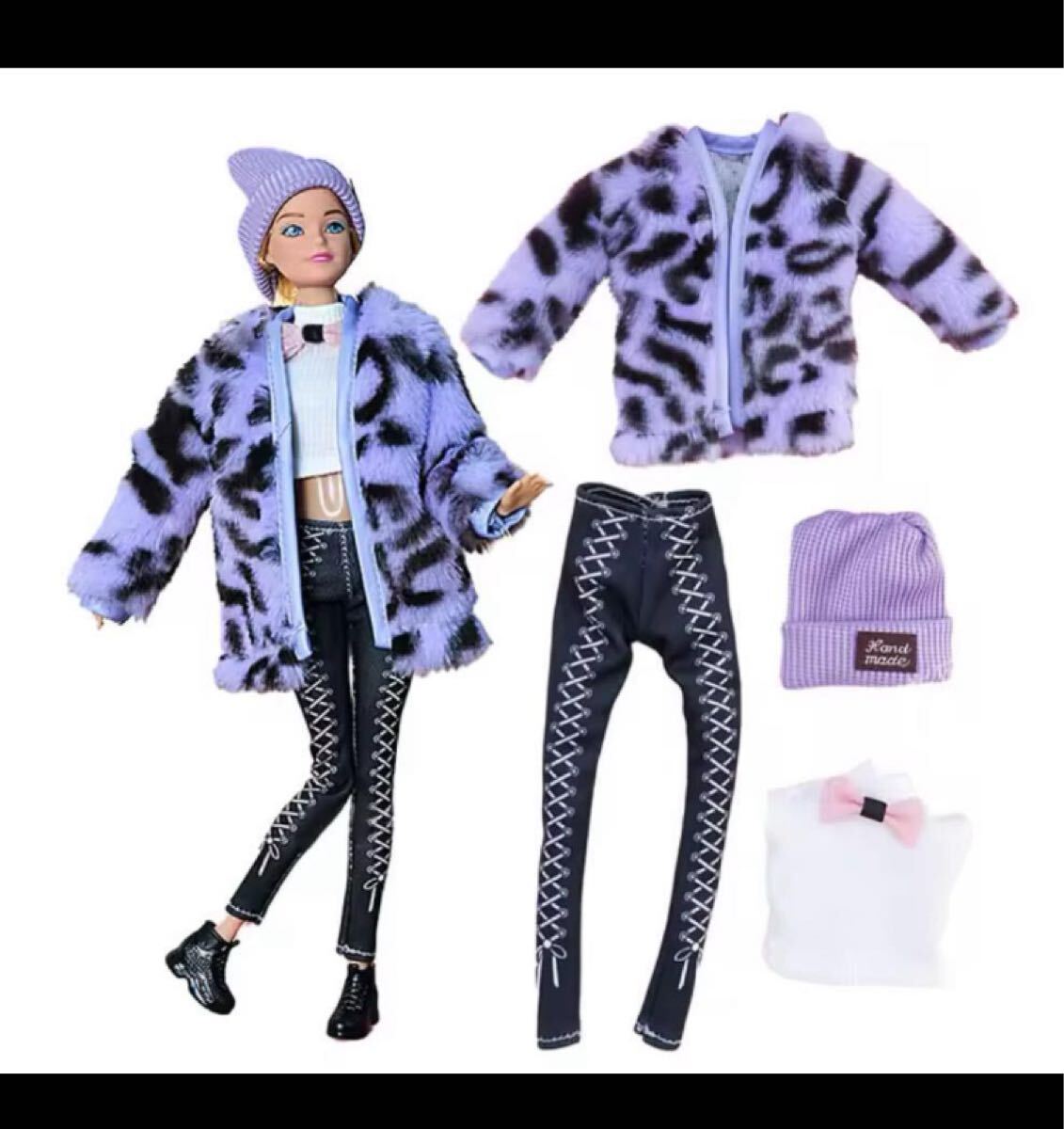 モコモコジャケット・ベアトップ・パンツ・ニット帽リカちゃん・バービー・お人形用拍卖