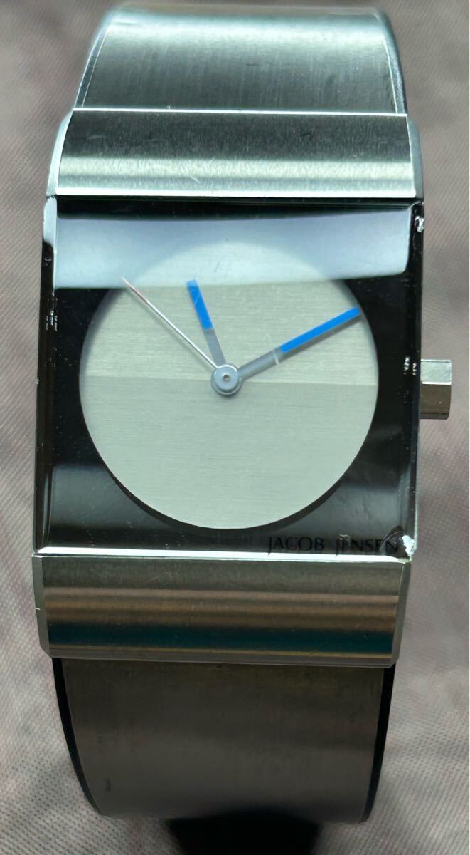 JACOB JENSON MAX RENE デザイン クオーツ チタニウム シルバー レディース 腕時計 ガラス欠け、傷あり 電池交換済み拍卖