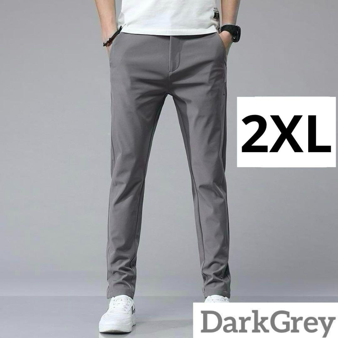 通気性 カジュアル パンツ 2XL ダークグレー ロング 仕事 ズボン ゴルフ 濃い 灰色 大きめ サイズ 大きい拍卖