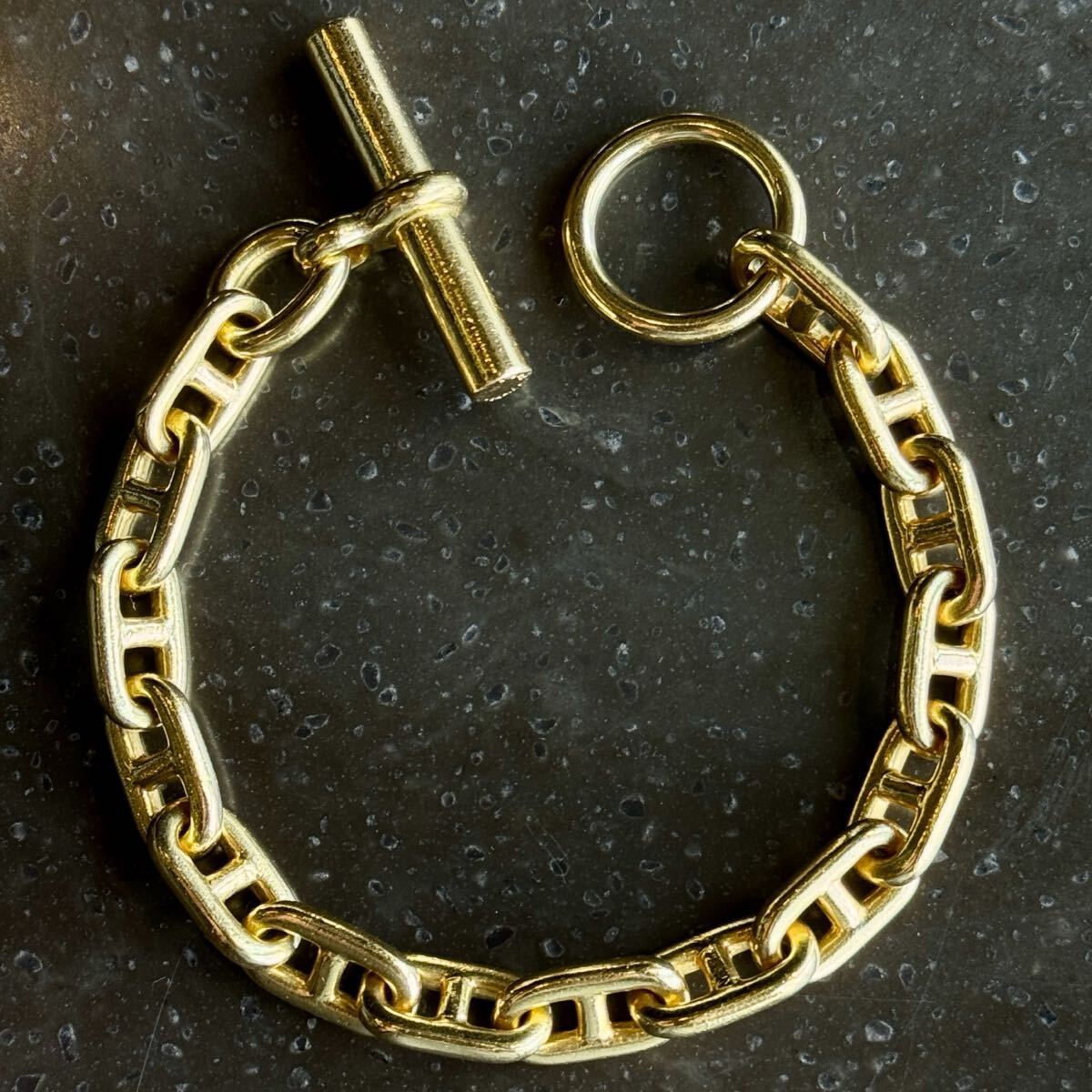 【超希少・初期コマ】HERMS エルメス ヴィンテージ シェーヌダンクル MM 15コマ ゴールド ブレスレット 18K YG 約75.4g拍卖