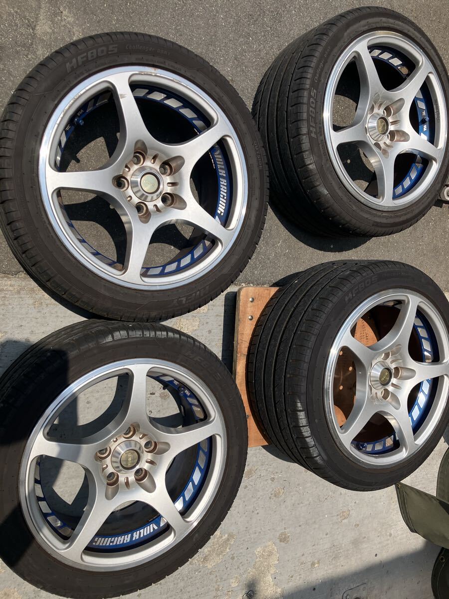 レイズホイール チャレンジ 4本 タイヤ付き 17インチ 114.3/5 8j+38 2本 9j+45 2本 s2000より取り外し拍卖