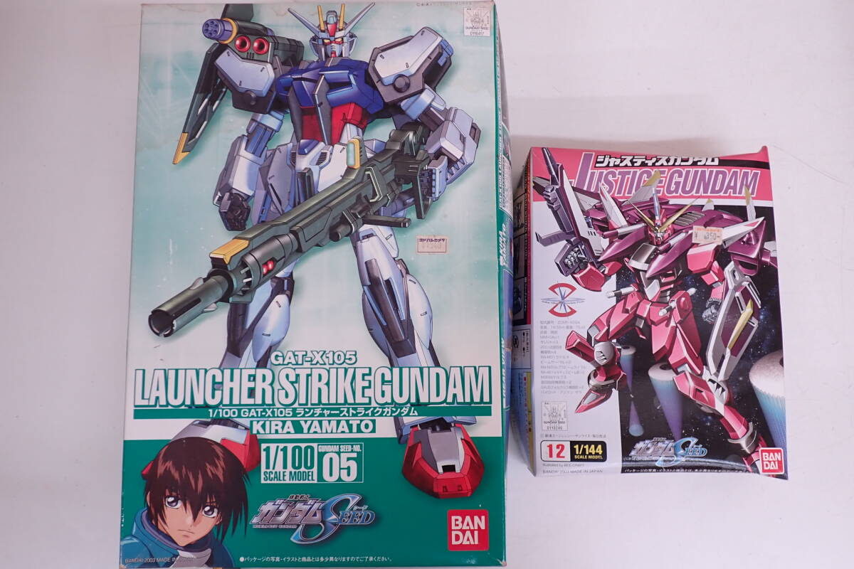 BANDAI 機動戦士ガンダムSEED プラモデル 2点セット 1/100 GAT-X105 ランチャーストライクガンダム 1/144 ジャスティスガンダム A08021T拍卖