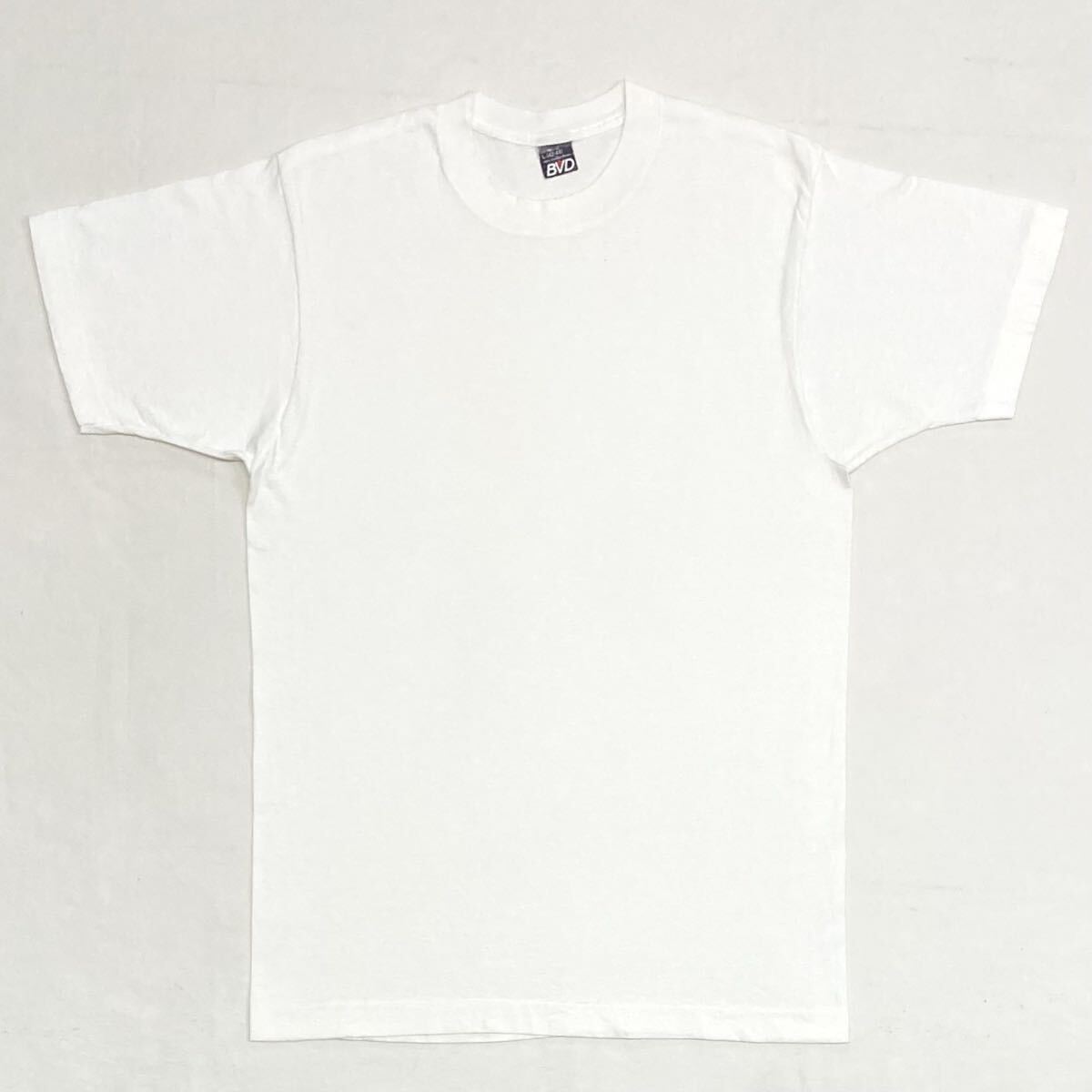80s【B.V.D.】ホワイト 無地 Tシャツ size L USA製 袖裾シングル アメリカ古着 美品 ヴィンテージ/BVD ビーブイディー 白 Hanes ヘインズ拍卖