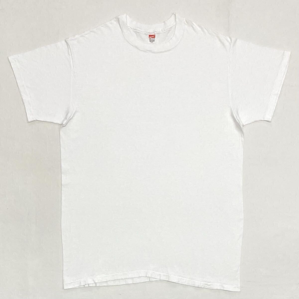 80s【HANES】ホワイト 無地 Tシャツ size 2XL(50-52) 袖裾シングル USA製 ビッグサイズ 美品 ヴィンテージ/ヘインズ 白 アメリカ製 70s拍卖