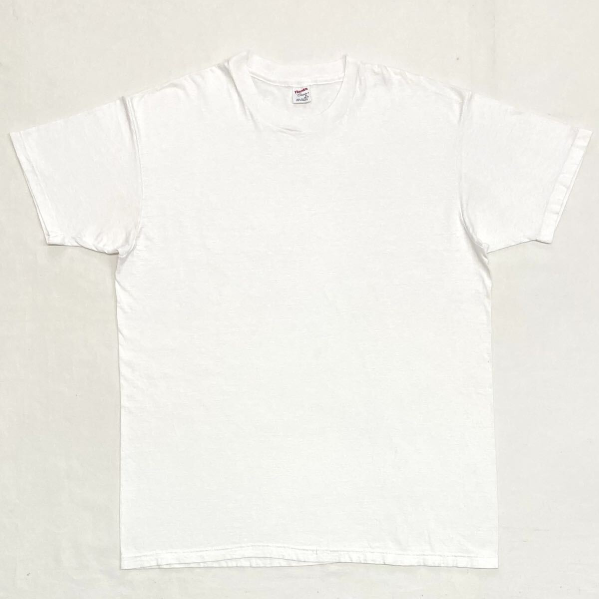 80s〜90s【HANES】ホワイト 無地 Tシャツ size XL(46-48) 袖シングル USA製 ビッグサイズヴィンテージ/ヘインズ 白 アメリカ製 70s拍卖