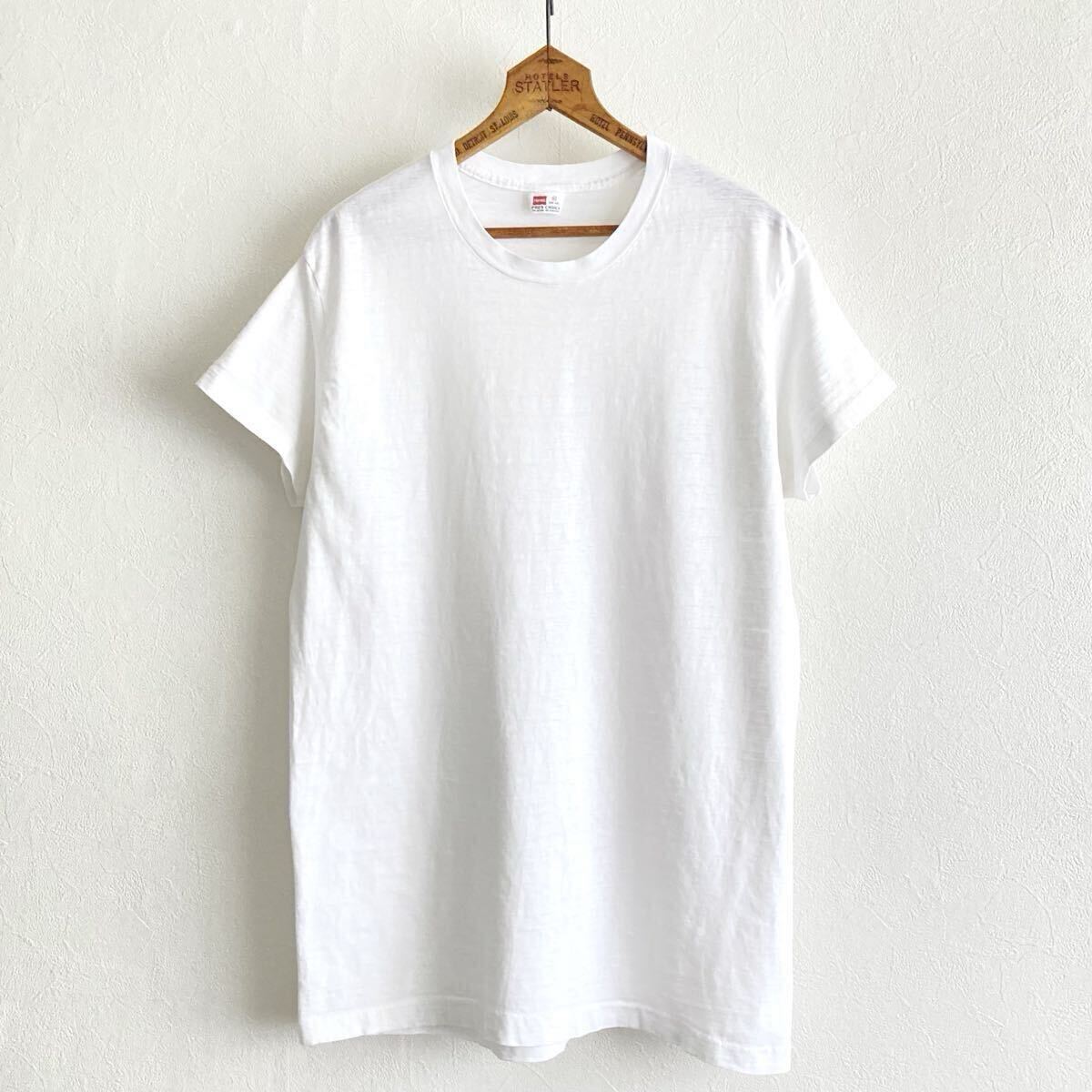 60s【HANES】”PRO’S CHOICE” ホワイト 無地 Tシャツ size XL(46-48) 袖裾シングル USA製 美品 ヴィンテージ/ヘインズ 白 50s拍卖