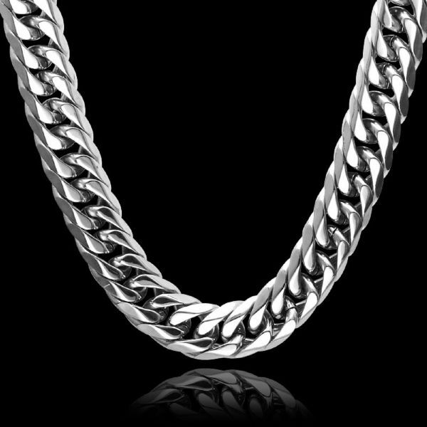 送料無料! 喜平 チェーン ネックレス 幅 16mm シングル ステンレス シルバー 6面カット 長さ 55cm 重厚 太め メンズ拍卖