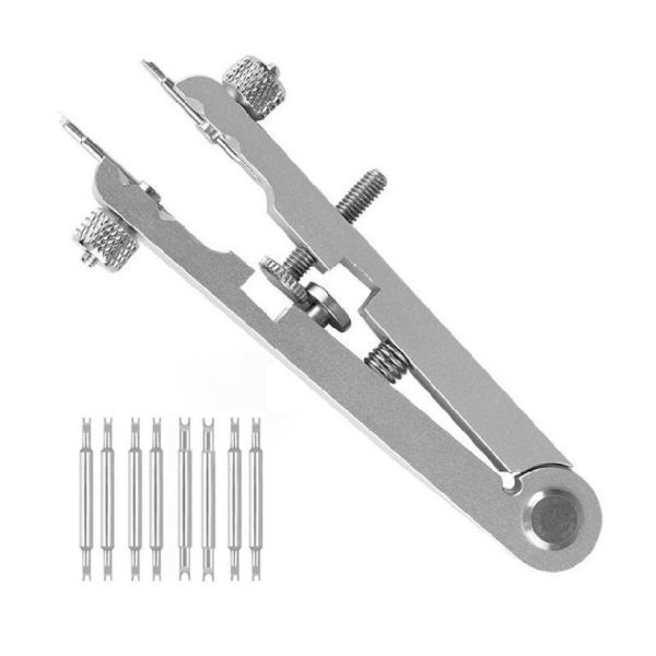 送料無料! 両つかみ 式 腕時計 バネ棒 外し シルバー 工具 ベルト 調整器具 修理工具 長さ調整 交換 修理 キット拍卖