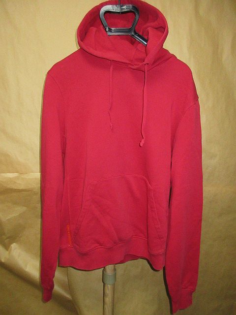 PRADA プラダ ロゴ フード プルオーバー パーカー 赤 L 国内正規品拍卖