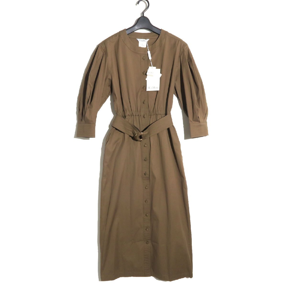 【タグ付・新品】MAX MARA UGHETTA ストレッチコットン ツイルドレス size42 2312210131 マックスマーラ シャツ ワンピース ブラウン拍卖
