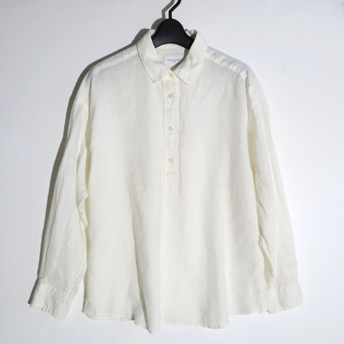 UNITED ARROWS UWMF リネン プルオーバー シャツ 定価14,300円 1511-105-0496 ユナイテッドアローズ ホワイト フリーサイズ拍卖