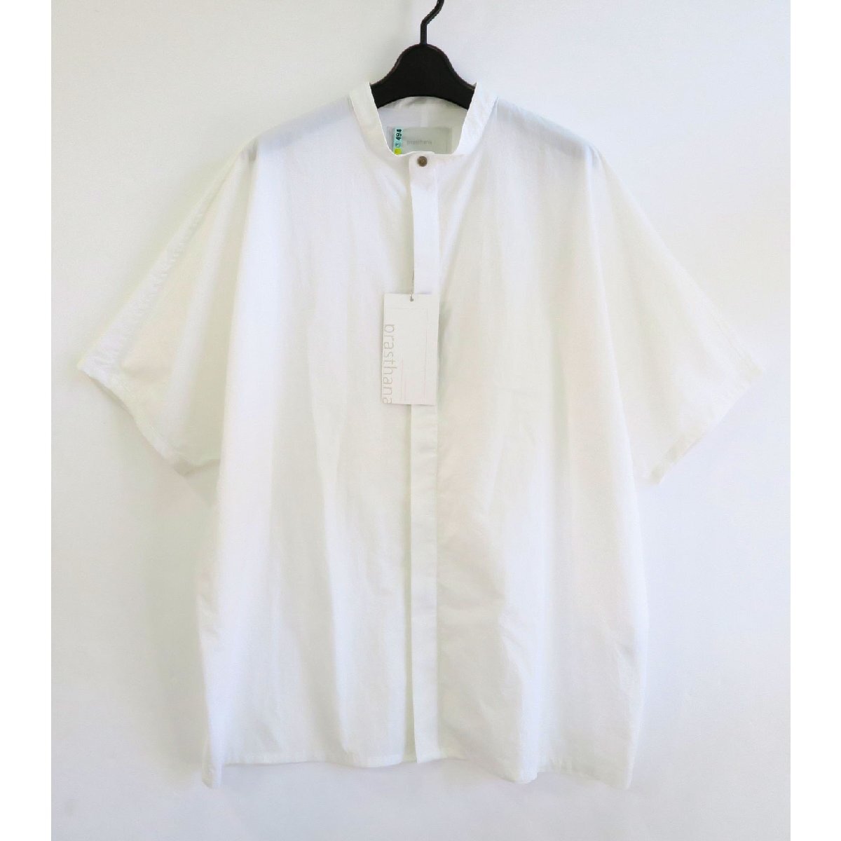 prasthana band collar slick shirt 定価24,200円 size1(M) P-1601003 ホワイト プラスターナ バンドカラー スリック シャツ拍卖