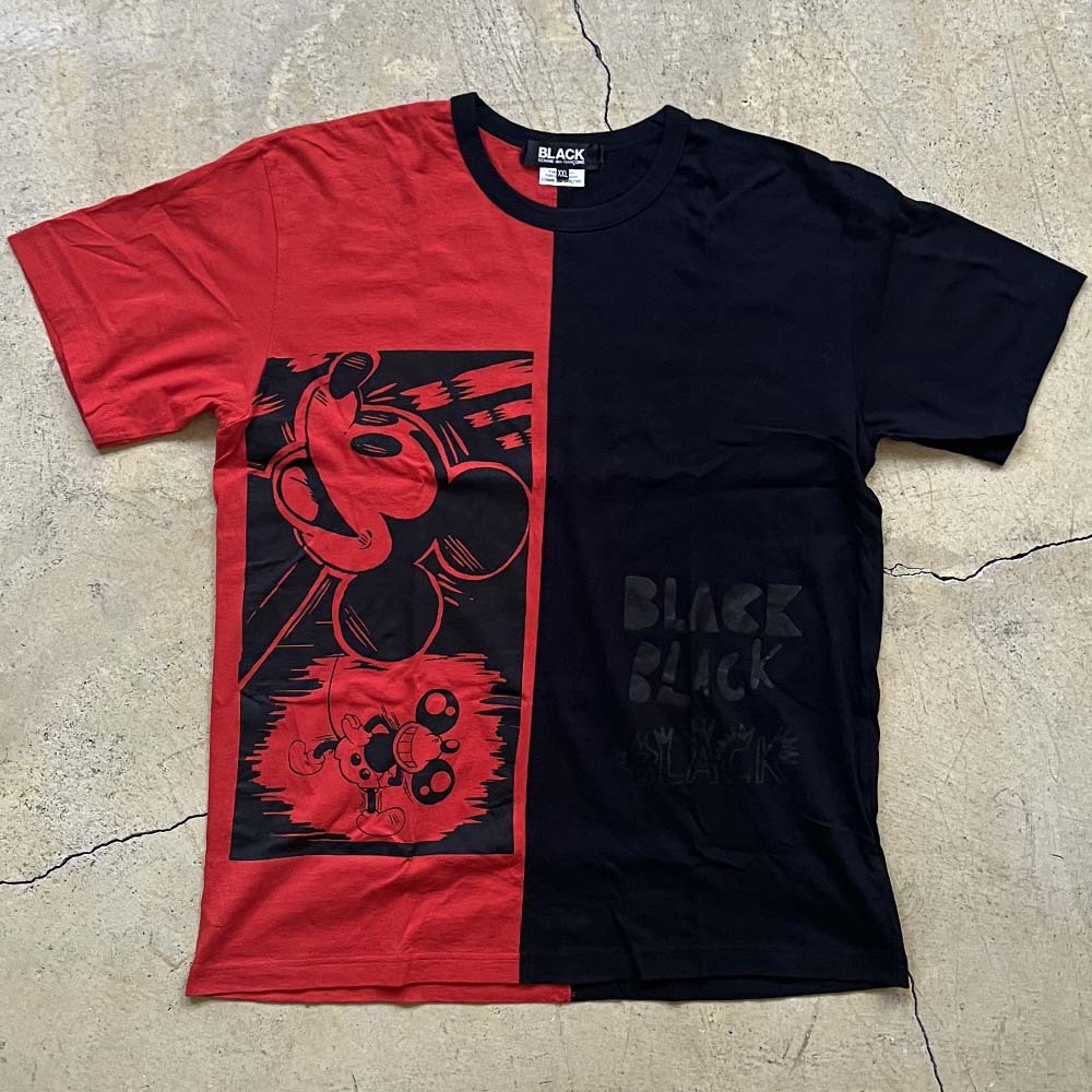 希少XXLサイズ 新品未使用 BLACK COMME des GARCONS MICKY T-shirt/ブラックコムデギャルソンディズニーコラボミッキーTシャツ赤黒cdgplus拍卖
