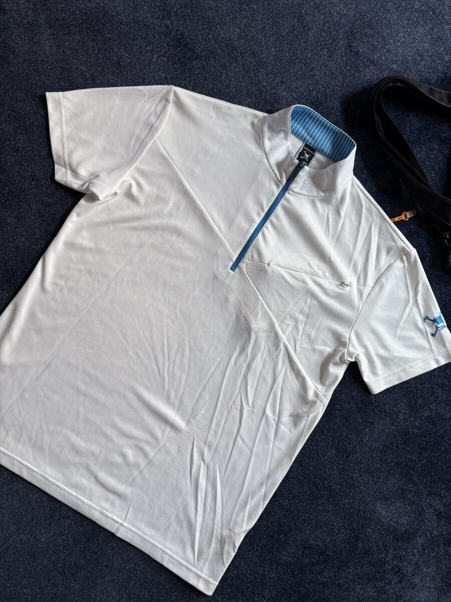 超美品 定価13,200円 オークリー OAKLEY スカル刺繍 SKULL Short Sleeve Shirts 高品質DRYメッシュ ハイネック半袖シャツ sizeXL 25301629拍卖