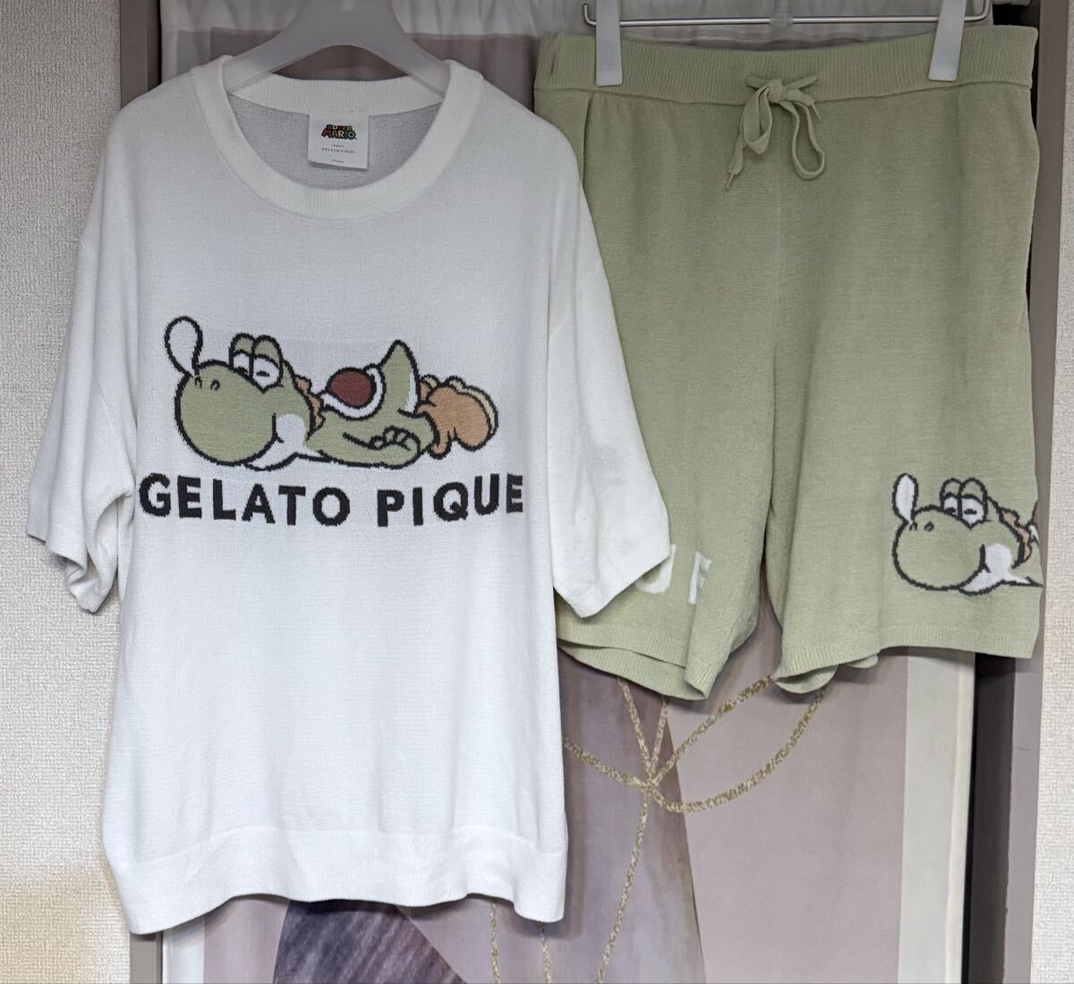 ジェラートピケオム別注 任天堂 ヨッシー 半袖&ハーフパンツ セットアップ拍卖