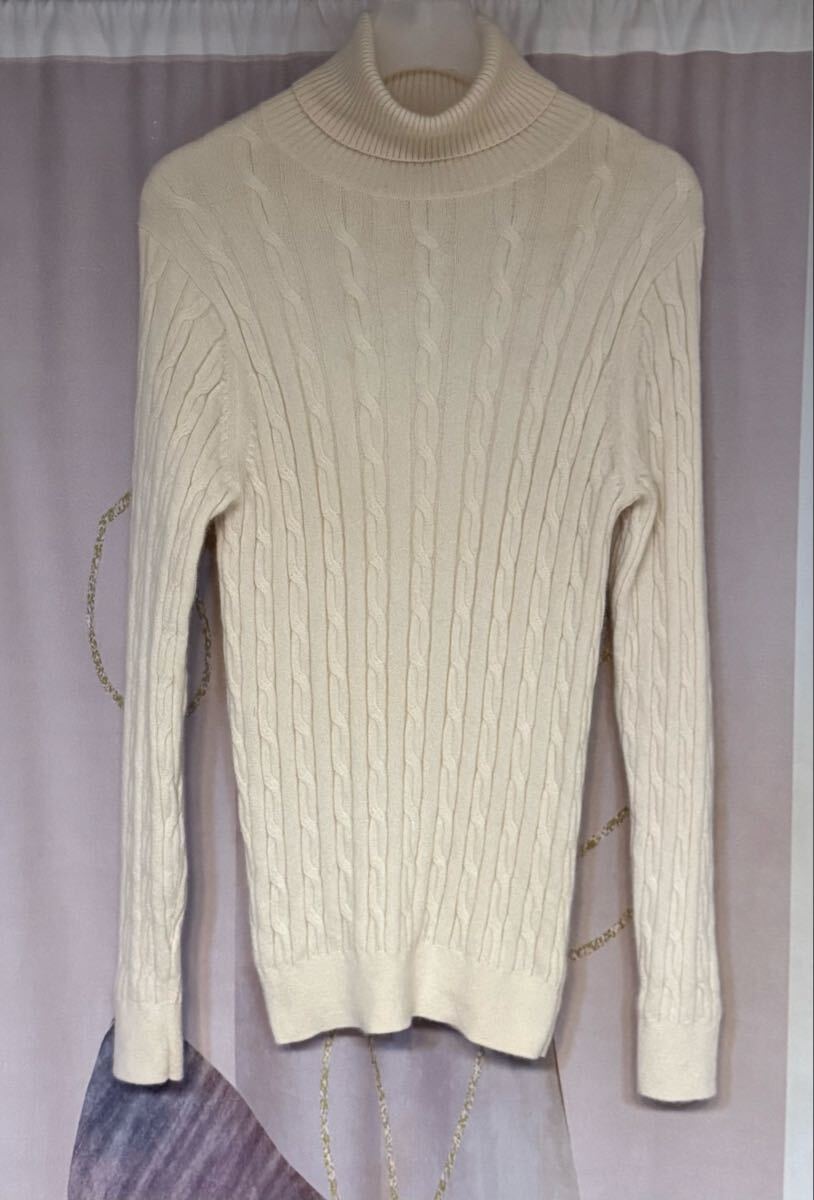 ユナイテッドアローズ カシミヤ100% タートルネック ケーブルニット拍卖