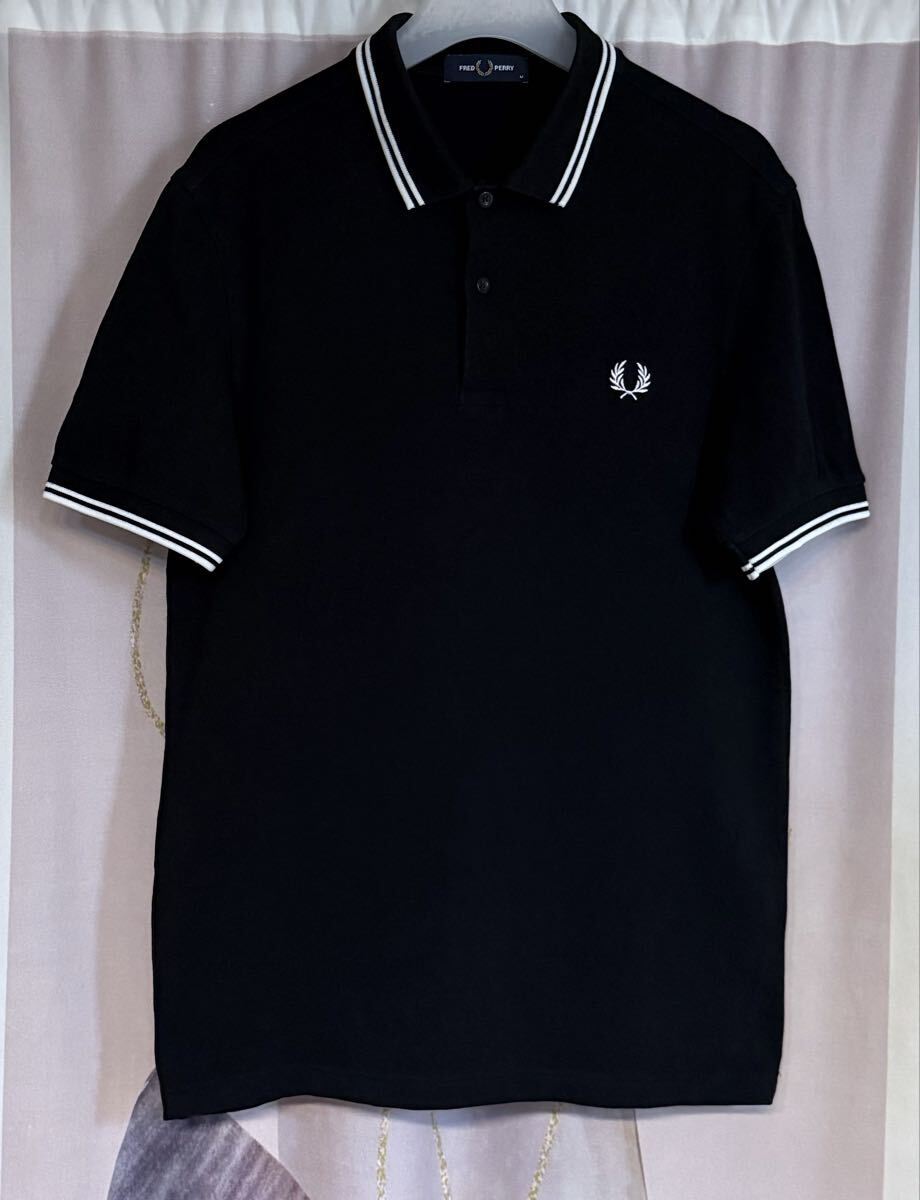 フレッドペリー ワンポイント 白刺繍 ポロシャツ ブラック M3600拍卖