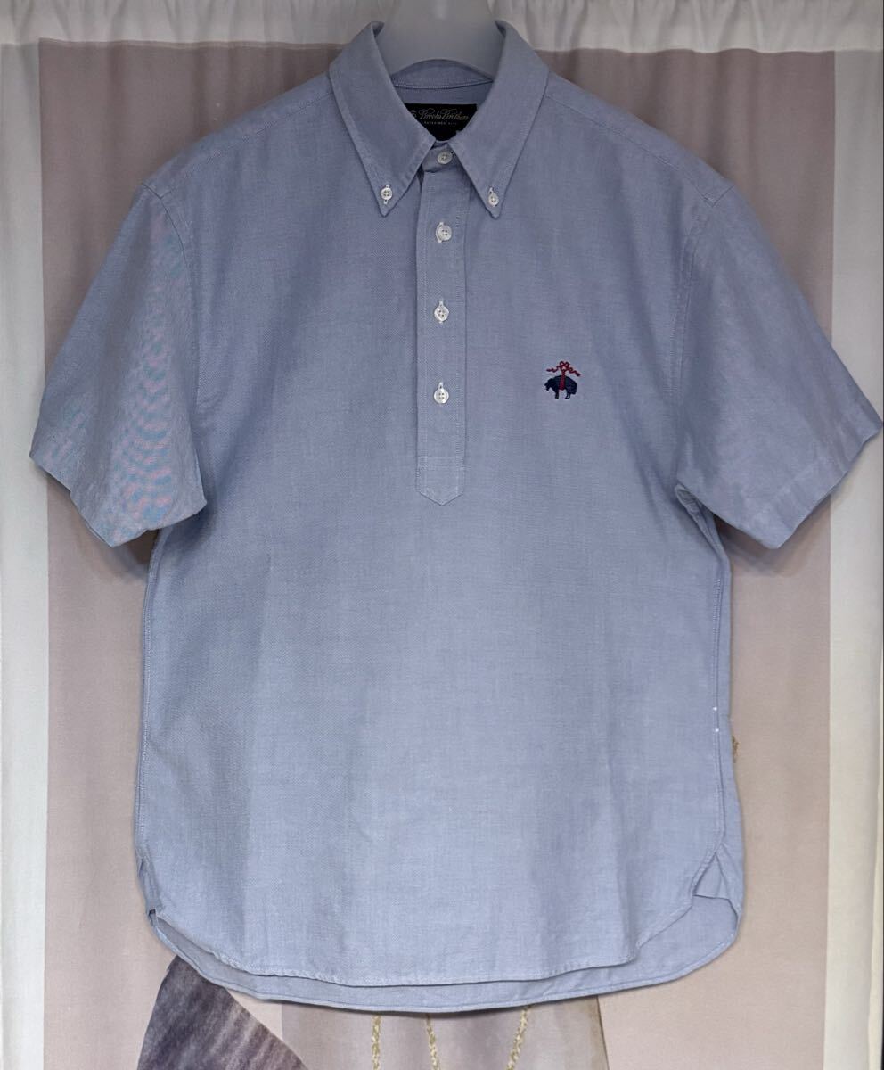 ブルックスブラザーズ GF 刺繍 オックスフォード半袖シャツ USA製 ブルー拍卖